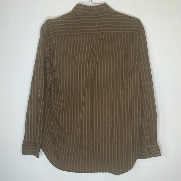 Tommy Bahama Brown-Cream Long Sleeve Striped Silk Blend Shirt - Picture 4 of 6